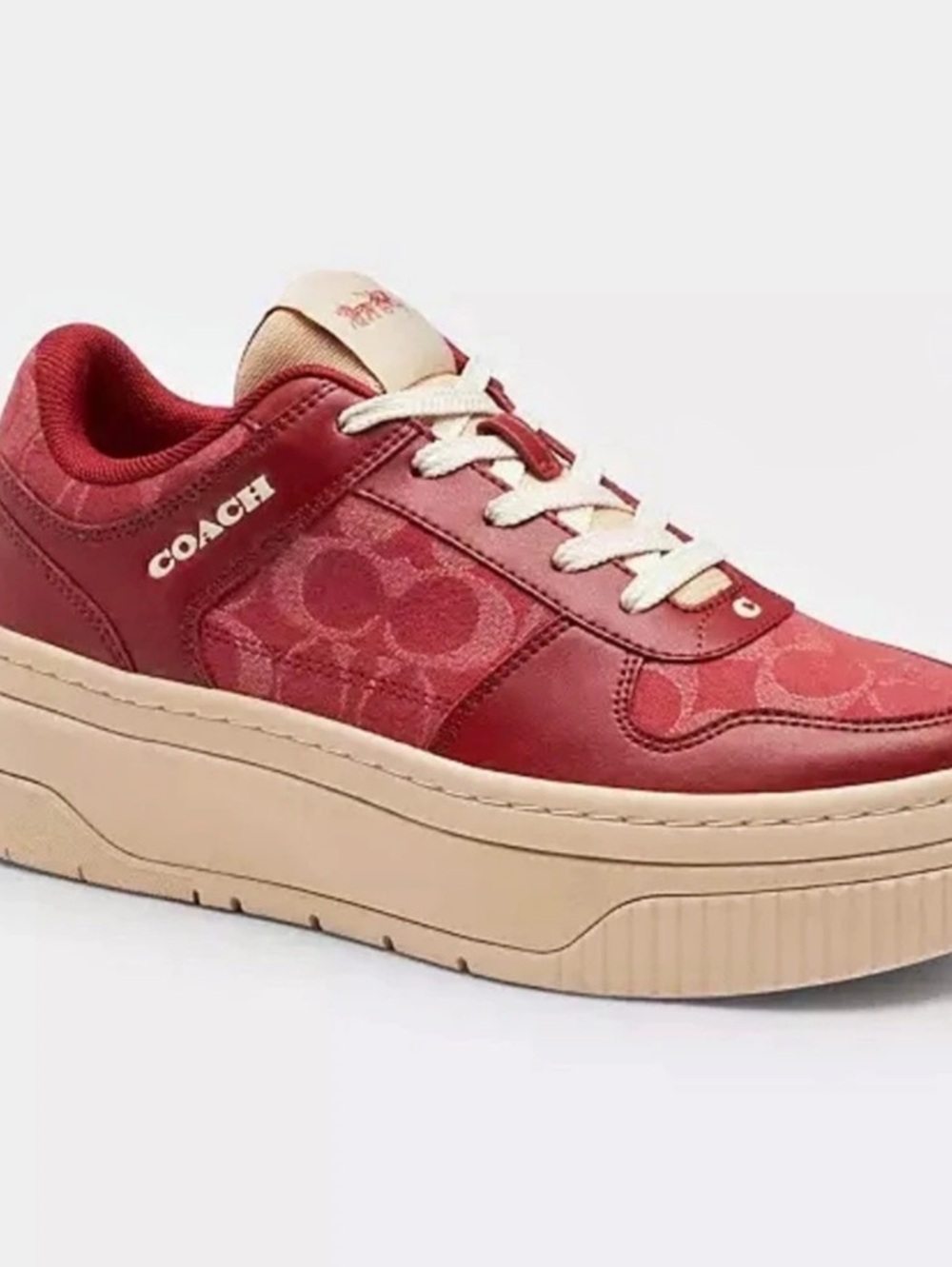 Coach Platform Sneaker In Signature Red Denim - Women’s size 9